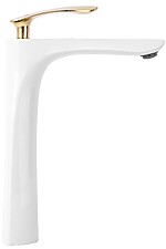 Umývadlová batéria REA ORBIT - bielo-zlatá, vysoká – Obrázok 4