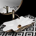 Umývadlo na dosku REA INFINITY - bielo-zlaté + výpust – Obrázok 2