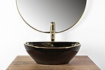 Umývadlo na dosku REA SOFIA - čierne + zlatý okraj – Obrázok 4