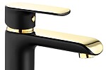 Umývadlová batéria REA BLOOM - čierna-zlatá, nízka – Obrázok 4