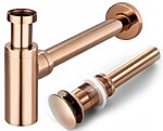 Umývadlový sifón Rea so zástrčkou klik-klak Rose Gold