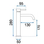 Umývadlová batéria REA Lungo Grip - brúsené zlato, vysoká – Obrázok 6