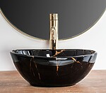 Umývadlo na dosku Rea Sofia Mini Black Marble Shiny – Obrázok 5