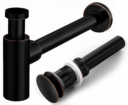 Umývadlový sifón s univerzálnym výpustom click-clack - old čierna