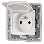 zásuvka v rámiku Legrand Niloe IP44, biela, bez vypinača
