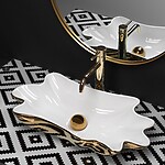 Umývadlo na dosku REA INFINITY - bielo-zlaté + výpust – Obrázok 3