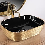Umývadlo na dosku Rea Belinda BLACK BRUSH GOLD – Obrázok 2