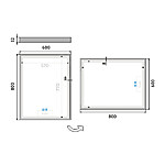 Nimco Bílé LED zrcadlo 600x800 se dvěma dotykovými senzory – Obrázok 6