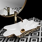 Umývadlo na dosku REA INFINITY - bielo-zlaté + výpust – Obrázok 2