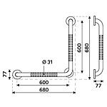 Nimco Černé nerezové madlo lomené 600 mm – Obrázok 7