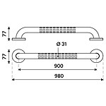 Nimco Černé nerezové madlo rovné 900 mm – Obrázok 6