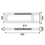 Nimco Černé pevné podpěrné madlo 900 mm – Obrázok 6