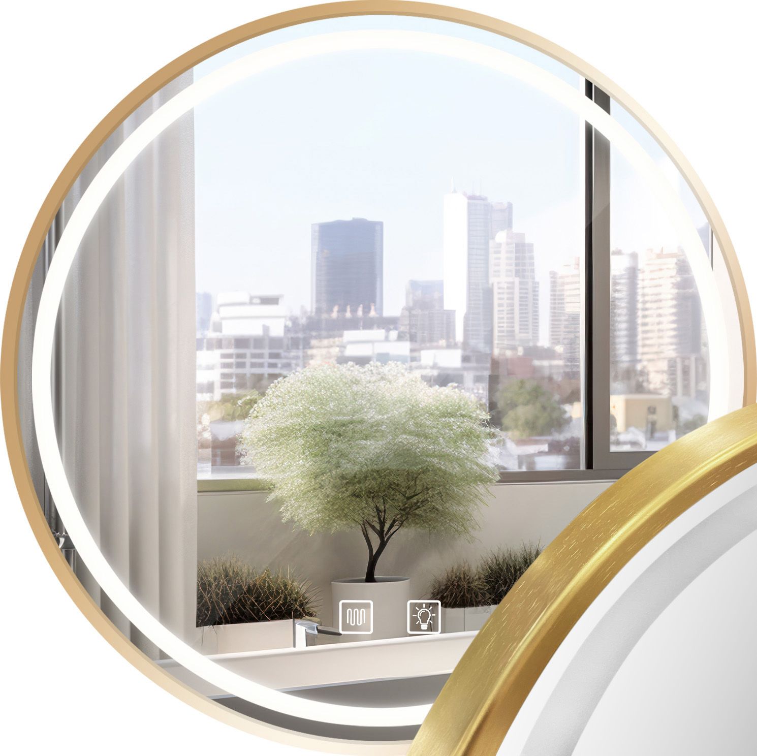 2fb3ce697f6ed70df702aede72e7fe1f Zrkadlo LED 70cm MMJ BRUSH GOLD – Obrázok 1