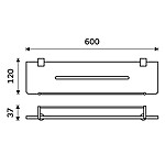 Nimco Černá police IXI s ohrádkou, 60 cm – Obrázok 2